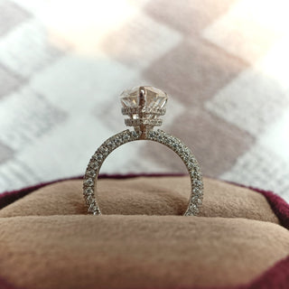 3.10 CT Pear Cut Pave Moissanite Diamond Engagement Ring