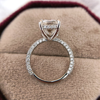 4.10 CT Emerald Cut Moissanite Diamond Pave Engagement Ring
