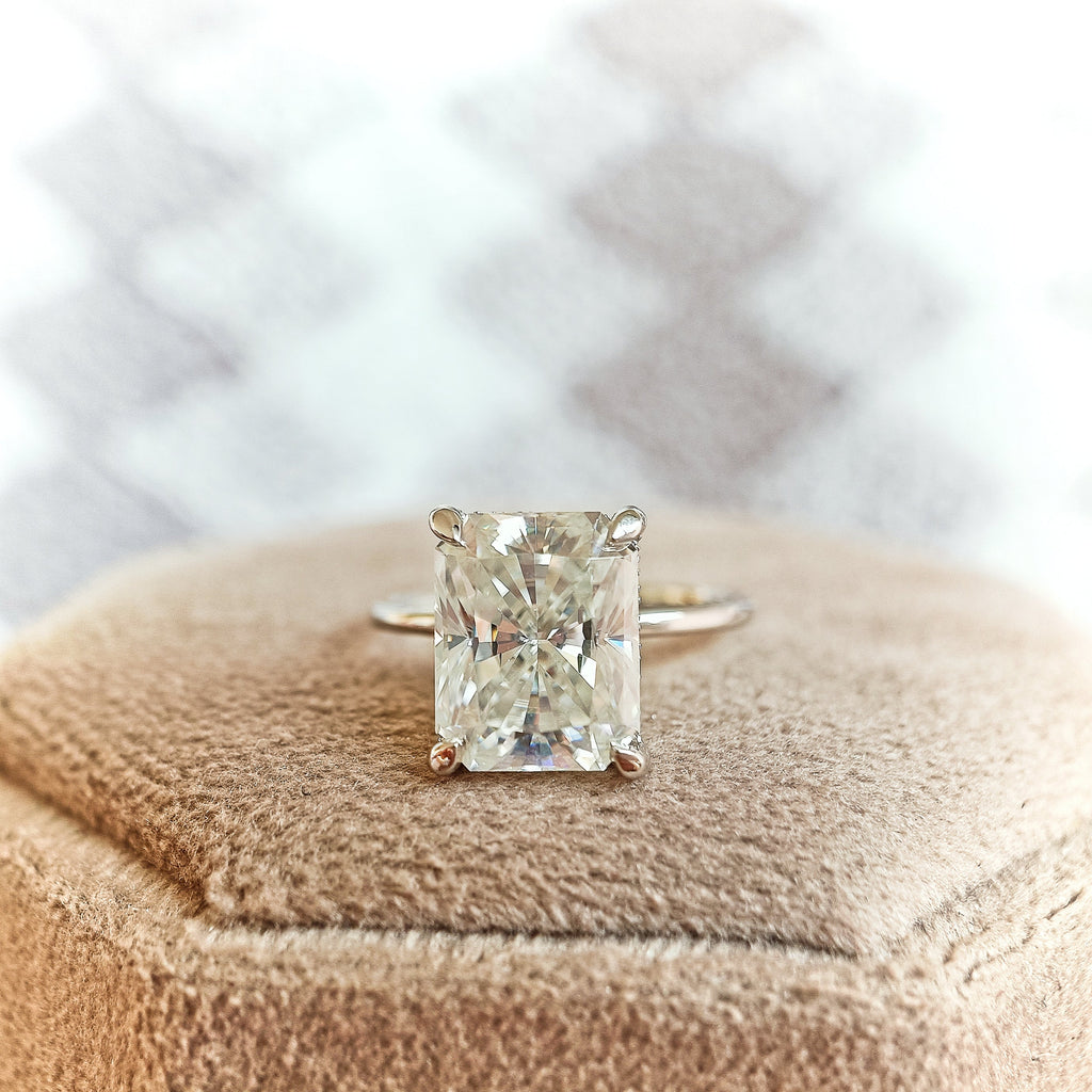 3.55 CT Elongated Radiant Moissanite Diamond Engagement Ring – Touche Doree