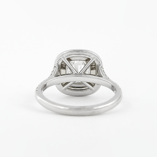 0.95 CT Cushion Moissanite Diamond Double Halo Engagement Ring