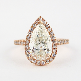2.10 CT Pear Moissanite Diamond Halo Engagement Ring