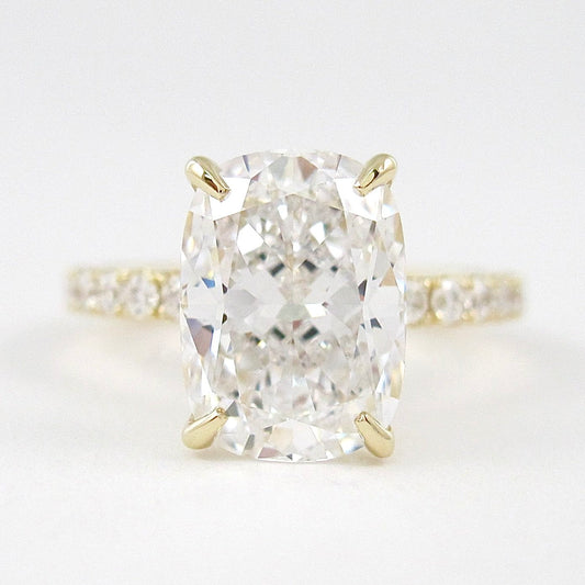 3.8 CT Elongated Cushion Moissanite Diamond Solitaire Engagement Ring
