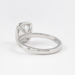 2.0 CT Elongated Cushion Moissanite Diamond Halo Engagement Ring