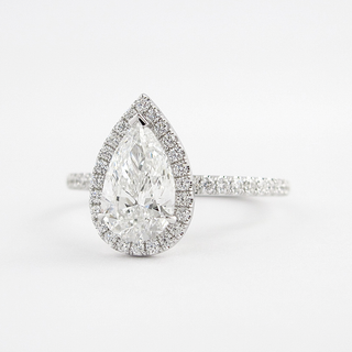 1.5 CT Pear Moissanite Diamond Halo Engagement Ring