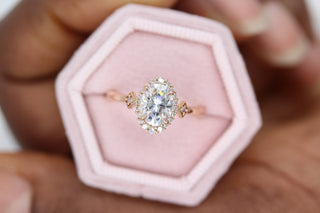 1.45 CT Oval Moissanite Diamond Halo Engagement Ring