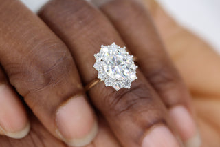 1.91 CT Oval Moissanite Diamond Halo Engagement Ring