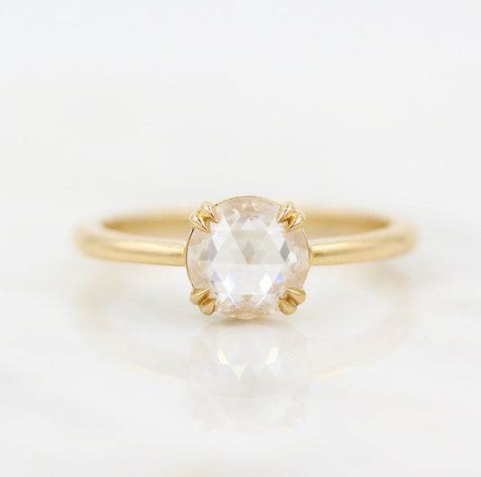 1.0 CT Rose Cut Round Moissanite Diamond Solitaire Engagement Ring