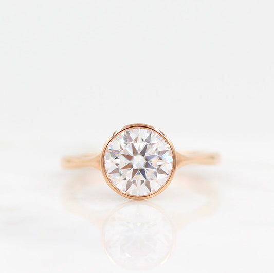 1.80 CT Round Moissanite Diamond Bezel Solitaire Engagement Ring