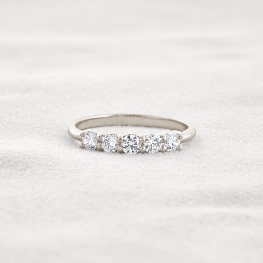 0.5 CT Round Shaped 5 Stones Moissanite Wedding Band