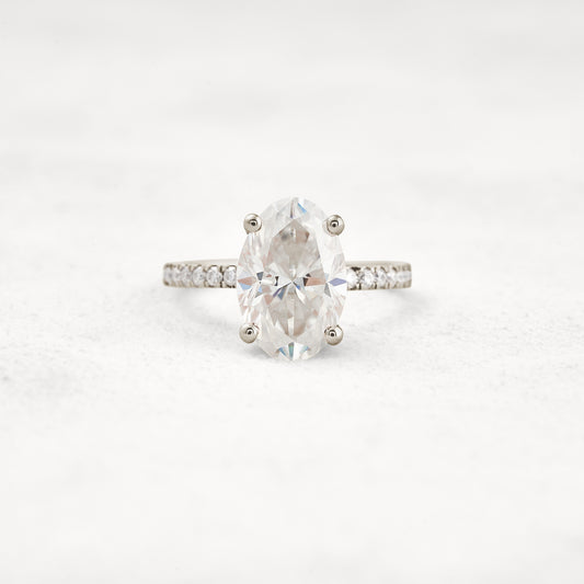 3.85 CT Oval Cut Pave Moissanite Engagement Ring