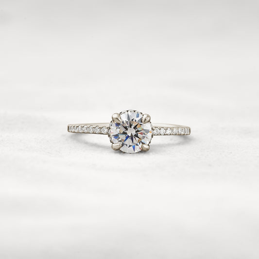 1 CT Round Cut Pave Moissanite Engagement Ring