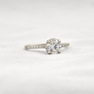 1 CT Round Cut Pave Moissanite Engagement Ring