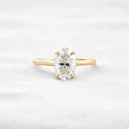 1.85 CT Oval Cut Hidden Halo Moissanite Engagement Ring