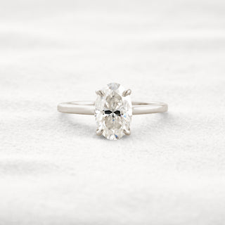 1.85 CT Oval Cut Hidden Halo Moissanite Engagement Ring