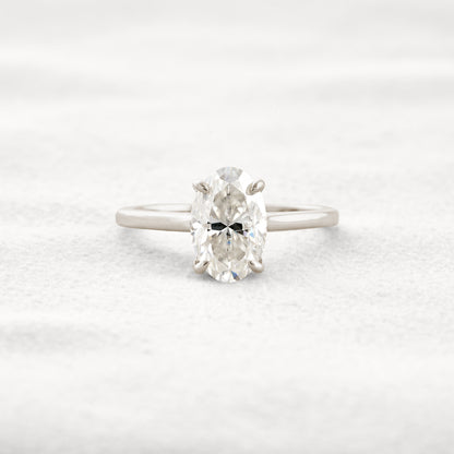 1.85 CT Oval Cut Hidden Halo Moissanite Engagement Ring