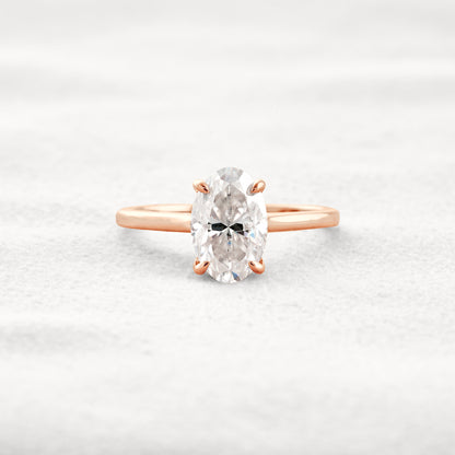 1.85 CT Oval Cut Hidden Halo Moissanite Engagement Ring