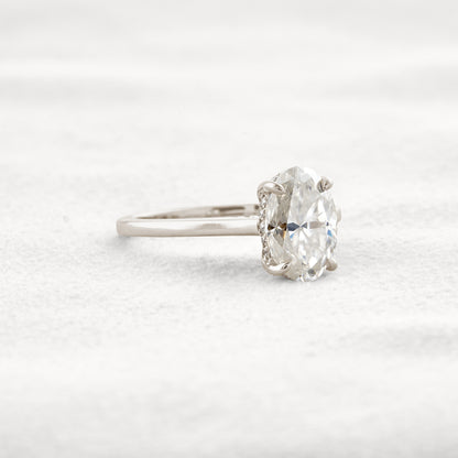 1.85 CT Oval Cut Hidden Halo Moissanite Engagement Ring