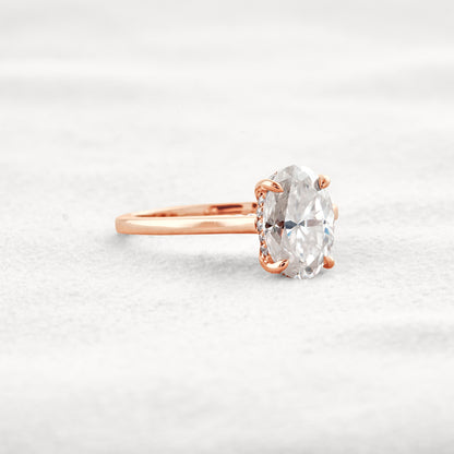 1.85 CT Oval Cut Hidden Halo Moissanite Engagement Ring