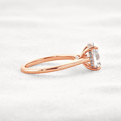 1.85 CT Oval Cut Hidden Halo Moissanite Engagement Ring