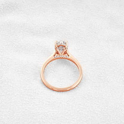 1.85 CT Oval Cut Hidden Halo Moissanite Engagement Ring