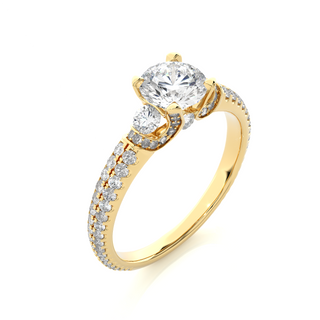 Gorgeous 0.68 Carat Round Three Stone  Moissanite Diamond  Engagement and Wedding Ring