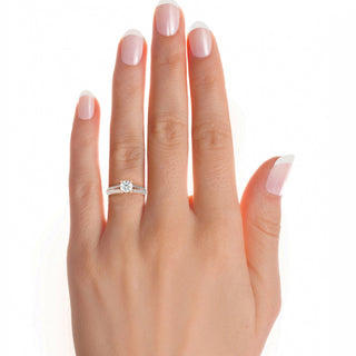 Stylish 0.54 Carat Round Cut Split Shank Moissanite Diamond Engagement and Wedding Ring