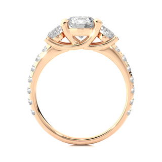 1.1 Carat Round Three Stone  Moissanite Diamond Pave Engagement and Wedding Ring