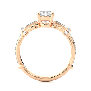 1.1 Carat Round Cut Moissanite Diamond Pave Engagement and Wedding Ring