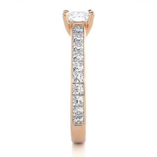 0.96 Carat Cushion Cut  Moissanite Diamond Pave Engagement and Wedding Ring