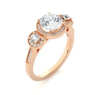 1.1 Carat Round Cut Three Stone Moissanite Diamond Engagement and Wedding Ring