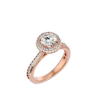 1.10 Round Halo Moissanite Diamond Pave Engagement and Wedding Ring