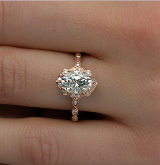 1.33 CT Oval Moissanite Diamond Vintage Engagement Ring