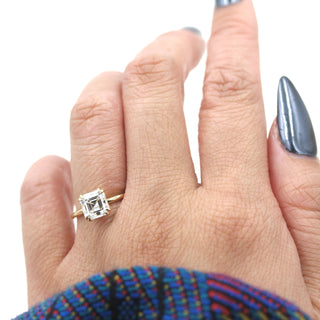 2.0 CT Asscher Moissanite Diamond Solitaire Engagement Ring