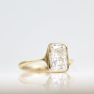 2.43 CT Radiant Moissanite Diamond Bezel Solitaire Engagement Ring