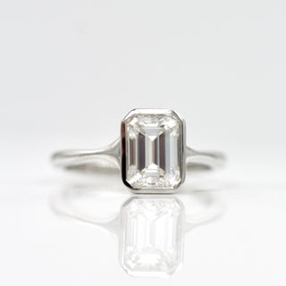 1.55 CT Emerald Moissanite Diamond Bezel Solitaire Engagement Ring