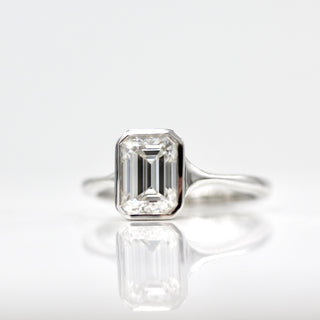 1.55 CT Emerald Moissanite Diamond Bezel Solitaire Engagement Ring