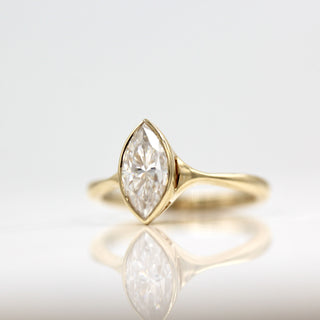 1.0 CT Marquise Moissanite Diamond Bezel Solitaire Engagement Ring