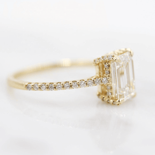 1.55 CT Emerald Moissanite Diamond Hidden Halo Engagement Ring