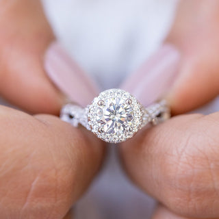 1.50 CT Oval Moissanite Diamond Halo Engagement Ring