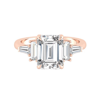 5.75 CT Emerald Moissanite Diamond Multi Stones Engagement Ring