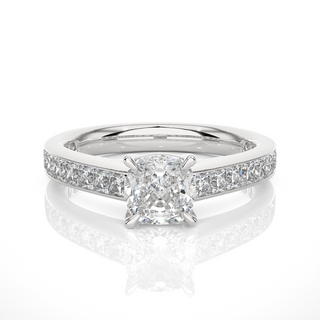 0.96 Carat Cushion Cut  Moissanite Diamond Pave Engagement and Wedding Ring