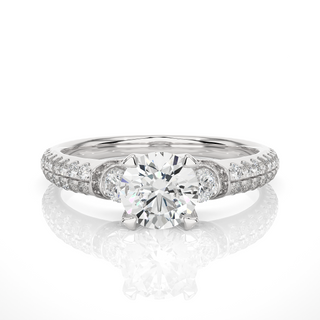 Gorgeous 0.68 Carat Round Three Stone  Moissanite Diamond  Engagement and Wedding Ring