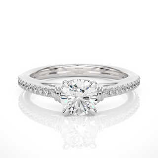 1.1 Carat Round Cut Moissanite Diamond Pave Engagement and Wedding Ring