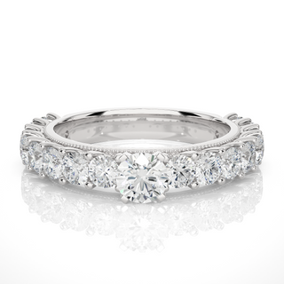 0.88 Carat Round Cut Moissanite Diamond  Engagement and Wedding Ring