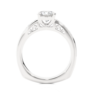 0.88 Carat Round Cut Moissanite Diamond Pave Engagement and Wedding Ring