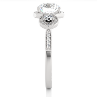 1.1 Carat Round Cut Three Stone Moissanite Diamond Engagement and Wedding Ring