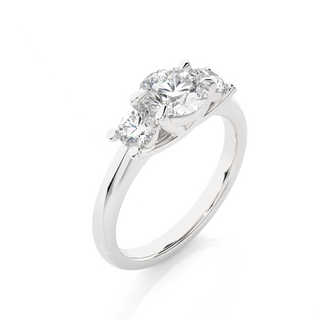 0.88 Carat Round Cut Three Stone  Moissanite Diamond Engagement and Wedding Ring