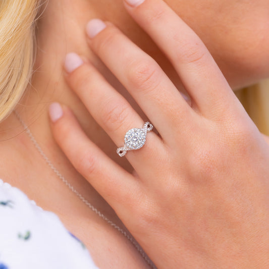 1.50 CT Oval Moissanite Diamond Halo Engagement Ring