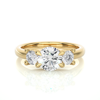 0.88 Carat Round Cut Three Stone  Moissanite Diamond Engagement and Wedding Ring