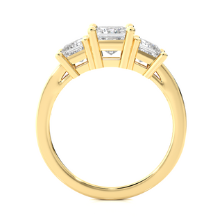 1.07 Carat Princess Cut Three Stone Moissanite Diamond Pave Engagement and Wedding Ring